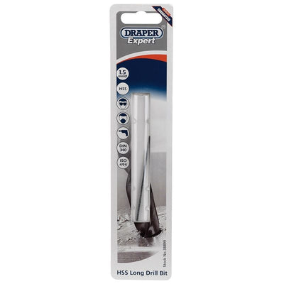 Draper H29MC/L HSS Extra Long Drill Bit, 1.5 x 70mm - (38899) - DR-38899 - Draper - Trade Counter Direct