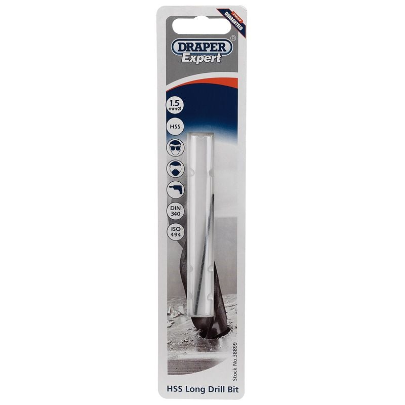 Draper H29MC/L HSS Extra Long Drill Bit, 1.5 x 70mm - (38899) - DR-38899 - Draper - Trade Counter Direct