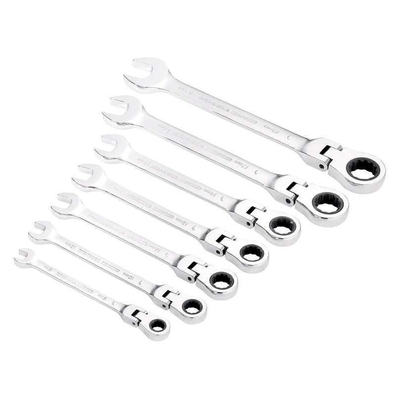 Draper HI-TORQ® Metric Flexible Head Ratcheting Combination Spanner Set (7 Piece) - DR-25396 - Draper - Trade Counter Direct