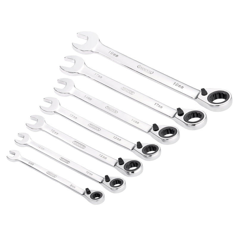 Draper HI-TORQ® Metric Reversible Ratcheting Combination Spanner Set (7 Piece) - DR-51179 - Draper - Trade Counter Direct