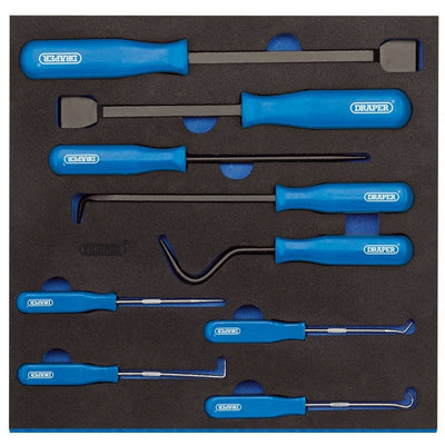 Draper IT - EVA25 Scraper, Hook and Pick Set in 1/2 Drawer EVA Insert Tray (9 Piece) - (63500) - DR-63500 - Draper - Trade Counter Direct