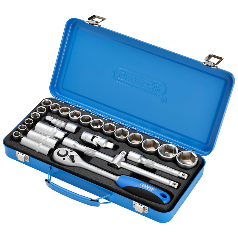 Draper Metric Socket Set, 1/2" Sq. Dr. (26 Piece) - DR-16368 - Draper - Trade Counter Direct