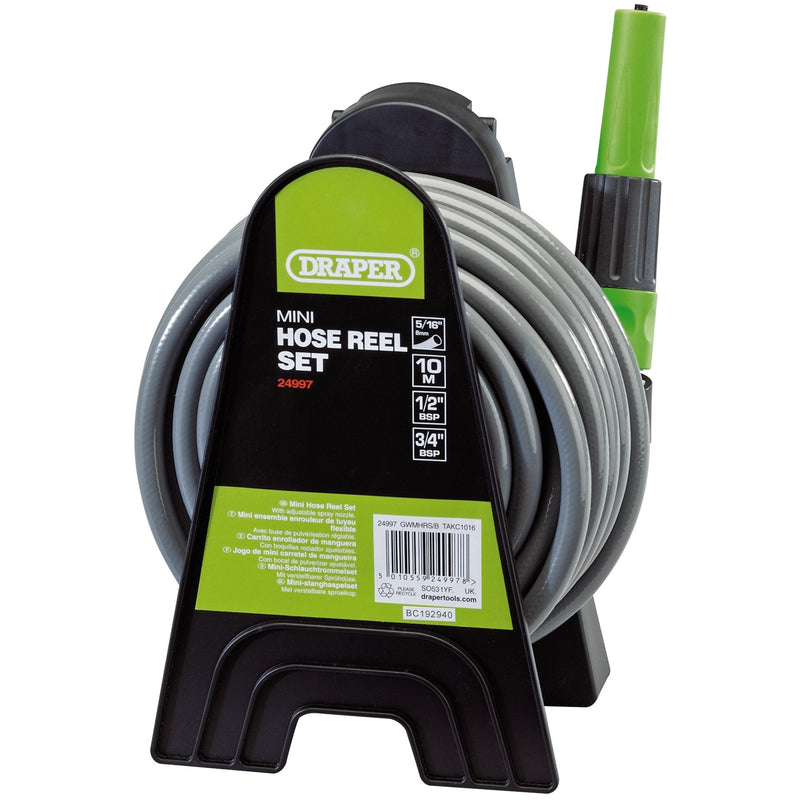 Draper Mini Hose Reel Set, 8mm Bore, 10m - DR-24997 - Draper - Trade Counter Direct