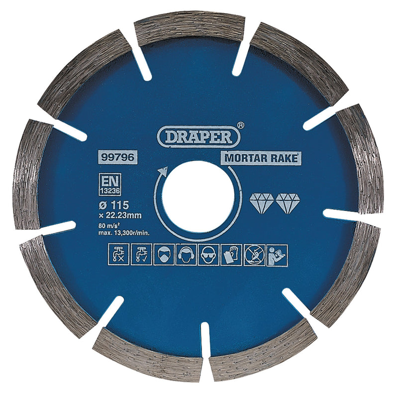 Draper Mortar Raking Diamond Blade, 115mm - DR-99796 - Draper - Trade Counter Direct