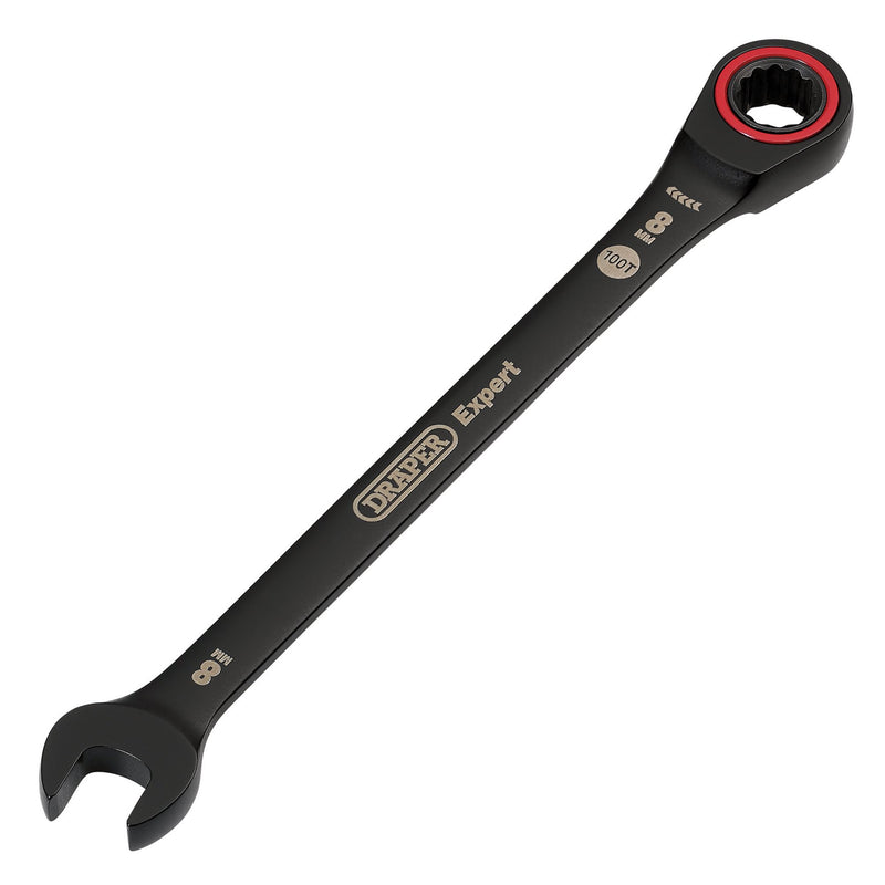 Draper Expert HI-TORQ® Metric Ratchet Combination Spanner, 8mm, Black