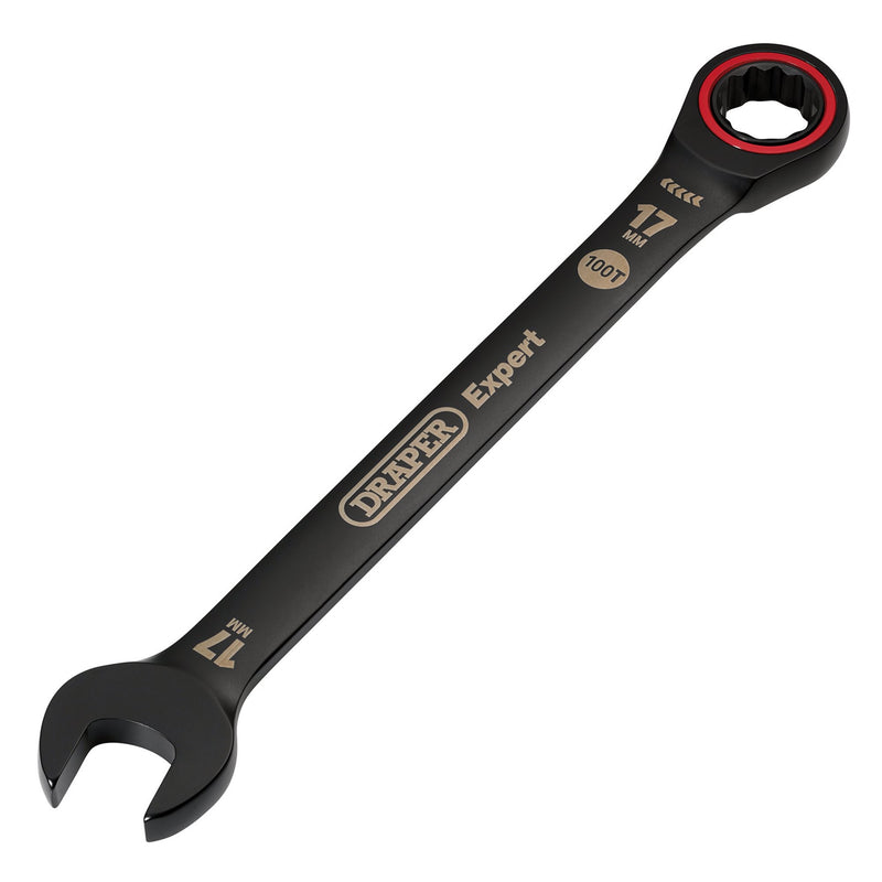Draper Expert HI-TORQ® Metric Ratchet Combination Spanner, 17mm, Black