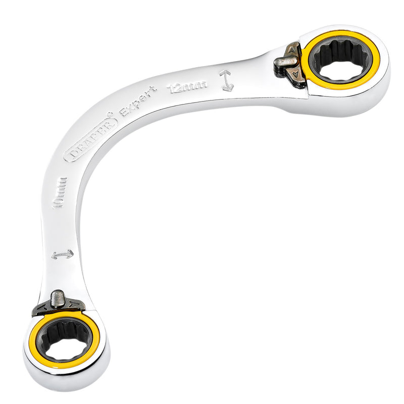 Draper Expert HI-TORQ® Double Ring Ratchet Half Moon Spanner, 10 x 12mm