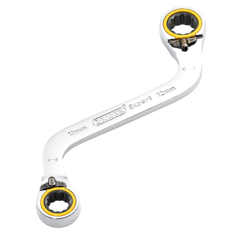 Draper Expert HI-TORQ® Double Ring Ratchet S-Shape Spanner, 10 x 12mm