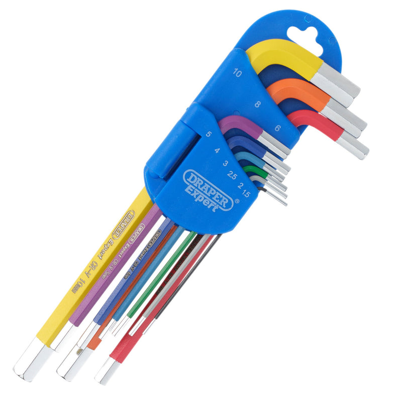 Draper Expert Metric Long Arm Hex Key Set, Colour Coded (9 Piece)