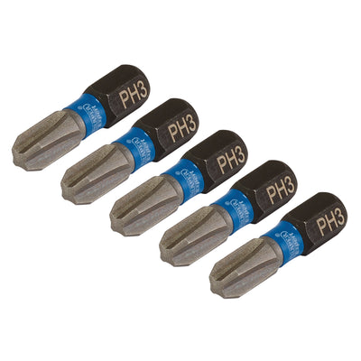 Draper Expert Cross Slot/PH Type Impact Screwdriver Bits, No.3 x 25mm, 1/4" Hex (Pack of 5)