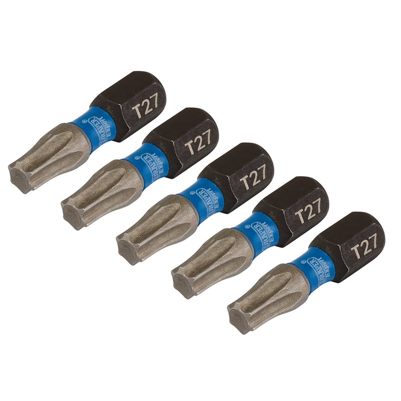 Draper Expert TX-STAR® Impact Screwdriver Bits, T27 x 25mm, 1/4" Hex (Pack of 5)