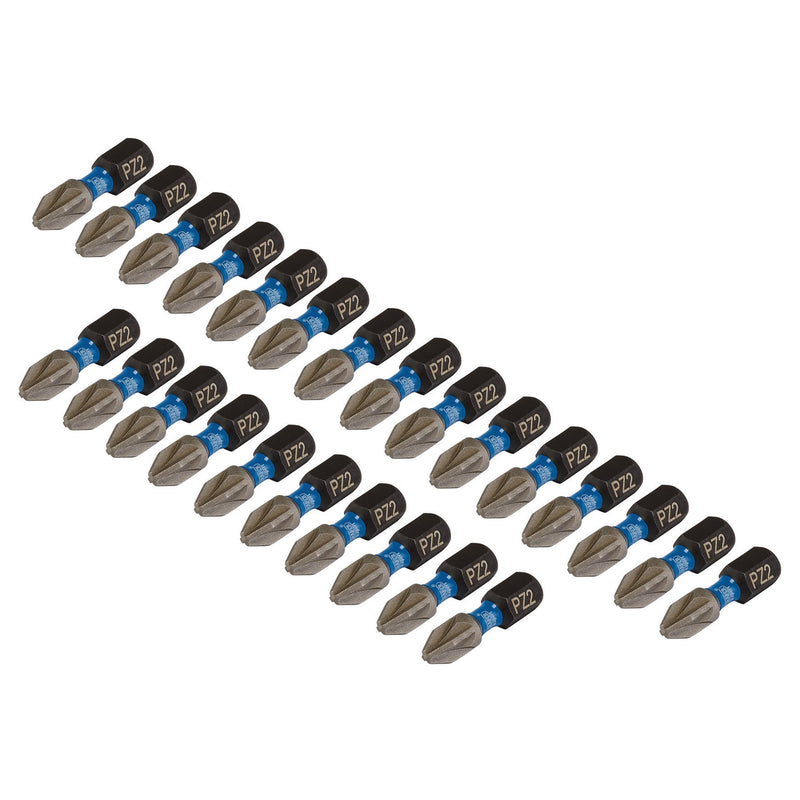 Draper Expert PZ-Type Impact Screwdriver Bits, No.2 x 25mm, 1/4" Hex (Pack of 25)