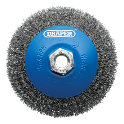 Steel Bevelled Crimped Wire Wheel Brush, 115mm, M14