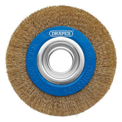 Brassed Steel Bench Grinder Wire Wheel Brush, 150 x 31.75mm
