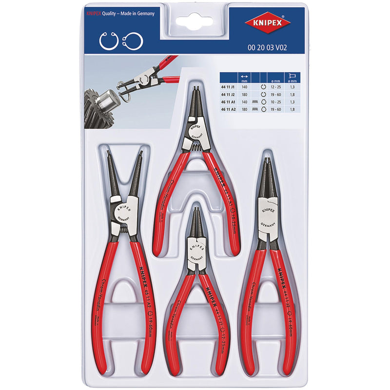 KNIPEX 00 20 03 V02 Set of Circlip Pliers, 4 parts