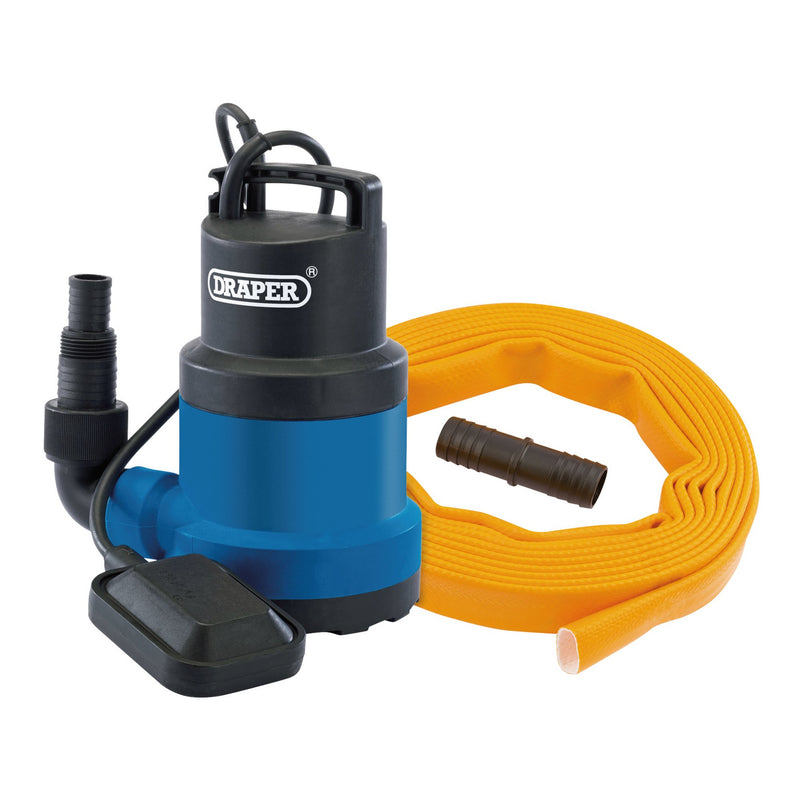 230V Submersible Clean Water Pump with Float Switch and Layflat Hose, 191L/min, 550W
