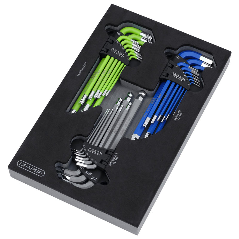 Draper TX-STAR®, Imperial & Metric Ball End Hex Key Sets (27 Piece)