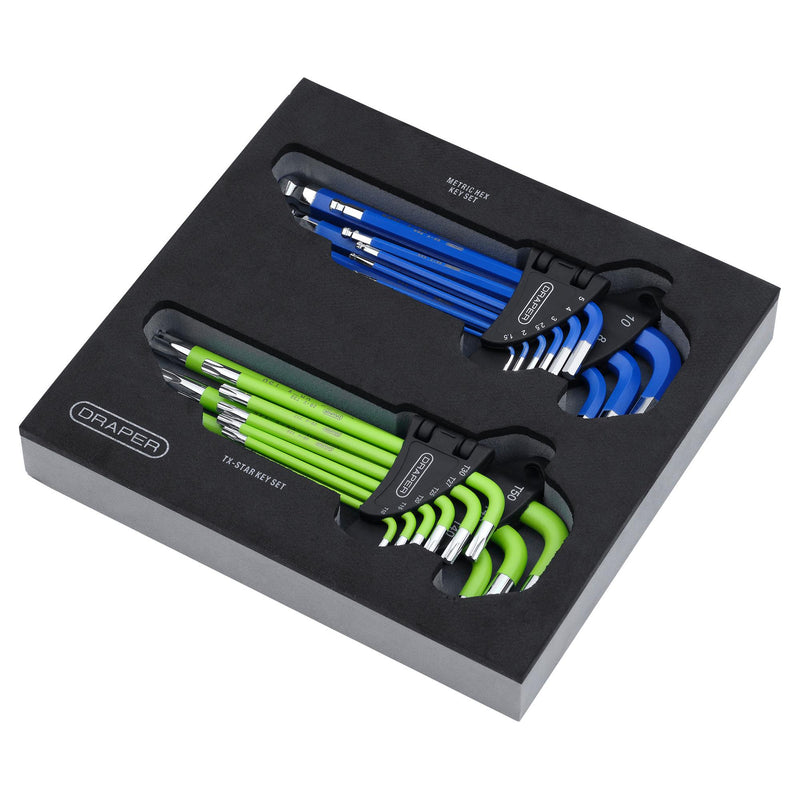 Draper TX-STAR® Metric Ball End Hex Key Sets in Storage Tray (18 Piece)