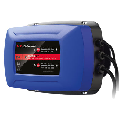Schumacher® SC348 2 Bank 12V On Board Marine Battery Charger, 15A