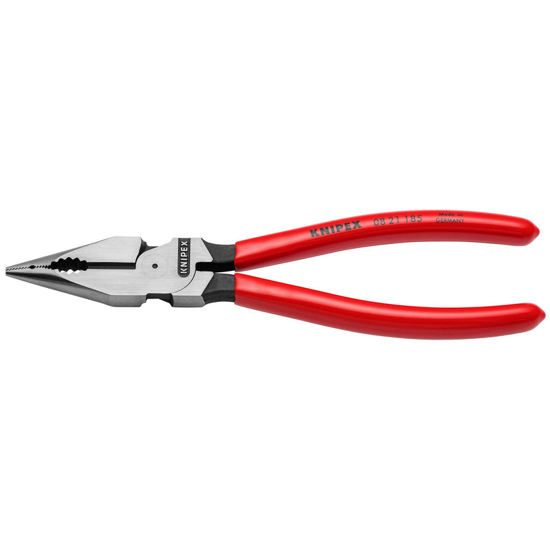 KNIPEX 08 21 185 SB Needle-Nose Combination Pliers plastic coated black atramentized, 185mm