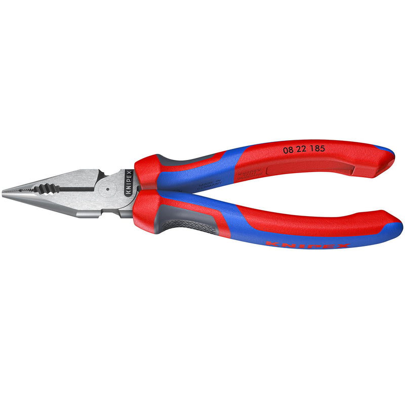 KNIPEX 08 22 185 SB Needle-Nose Combination Pliers with multi-component grips black atramentized, 185mm