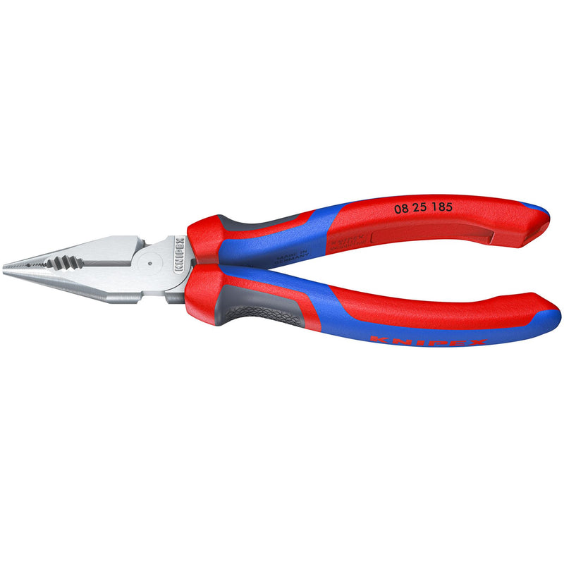 KNIPEX 08 25 185 SB Needle-Nose Combination Pliers with multi-component grips chrome-plated, 185mm