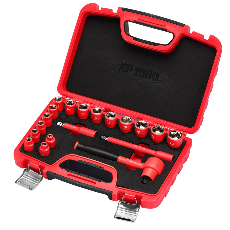 XP1000® VDE Metric Socket Set, 3/8" Sq. Dr. (19 Piece)