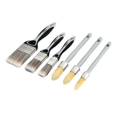 Flat and Round Sash Paint Brush Set (6 Piece)