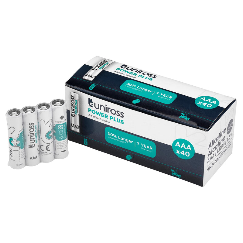 Uniross LR03 AAA Power Plus Alkaline Batteries (Pack of 40)