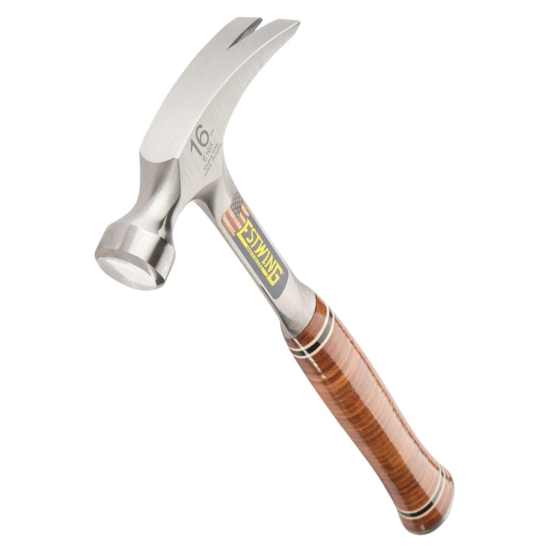 Estwing E16S Straight Claw Hammer with Leather Grip, 16oz/448g