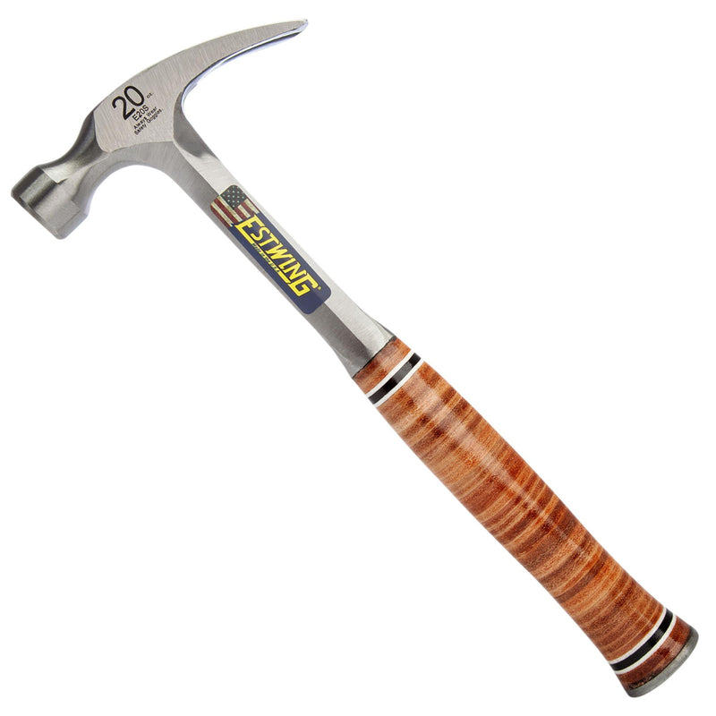 Estwing E20S Straight Claw Hammer with Leather Grip, 20oz/560g