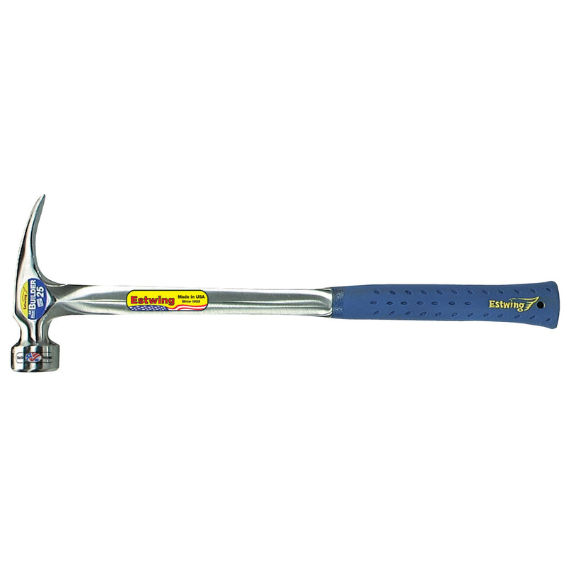 Estwing E3/25S BIG BLUE Smooth Face Straight Framing Hammer, 25oz/700g, 18"