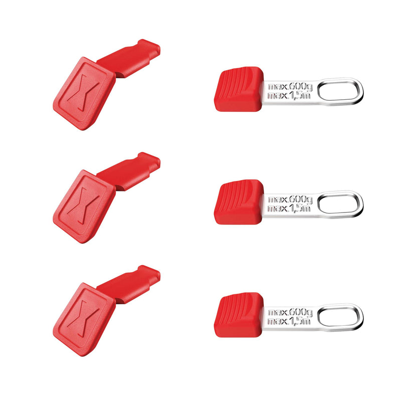 KNIPEX 00 63 06 TCR TetheredTool Clips + ColorCode Clips Red, 3 Pieces Each, 122mm