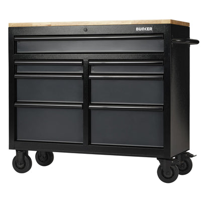 BUNKER 7 Drawer Workbench Roller Tool Cabinet, 41", Grey