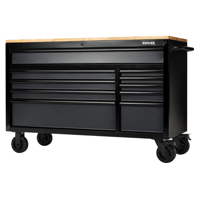 BUNKER 10 Drawer Workbench Roller Tool Cabinet, 56", Grey