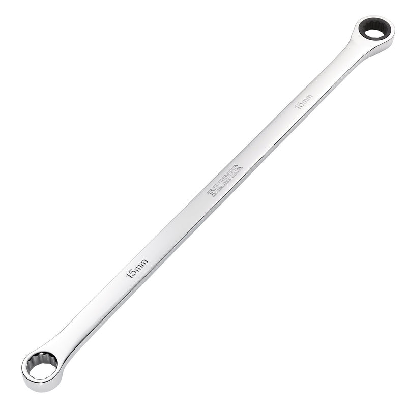 Draper HI-TORQ® Metric Extra-Long Double Ring Ratchet Spanner, 15mm