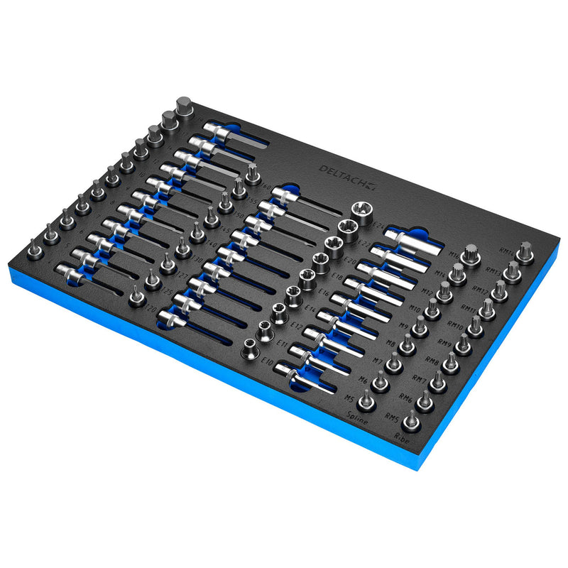 Torx, Hexagon, E-Torx, Multi-Tooth/Spline, Ribe Socket Set, 1/2" Sq. Dr. in EVA Foam Inlay