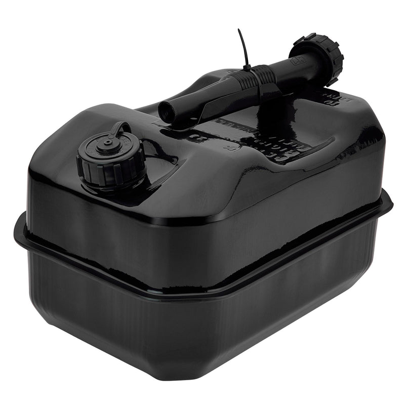 Flat Steel Fuel Can, 10L, Black