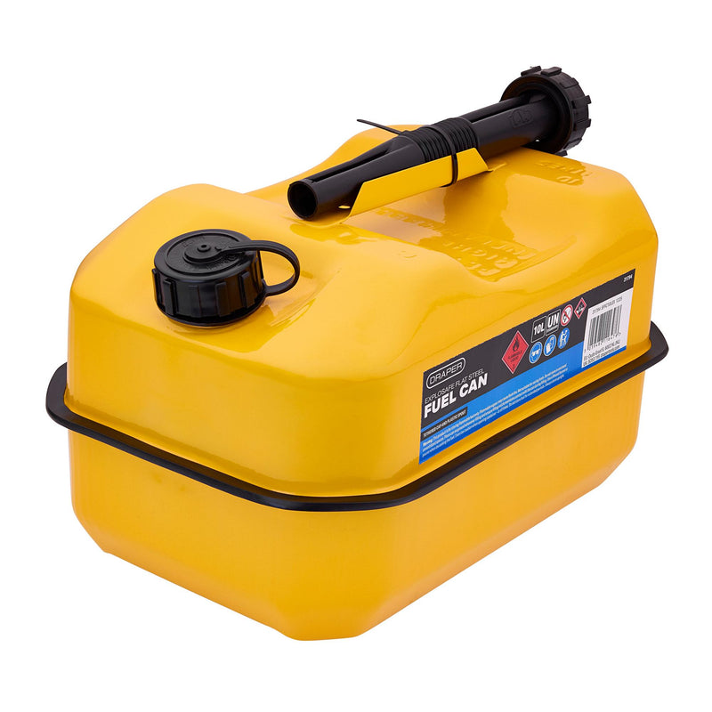 Explosafe Flat Steel Fuel Can, 10L, Yellow