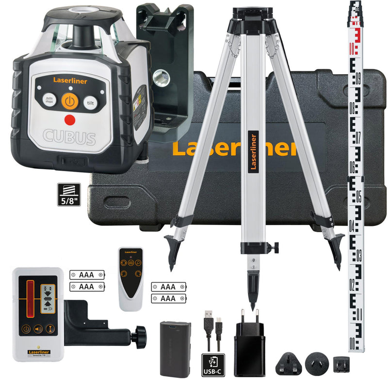 Laserliner 052.325A Cubus 110 S Set Fully Automatic Rotating Laser, 150cm