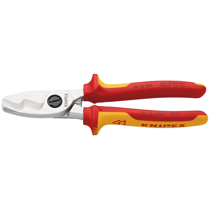 KNIPEX 95 16 200 SB VDE Insulated Cable Shears with Twin Cutting Edge, 200mm