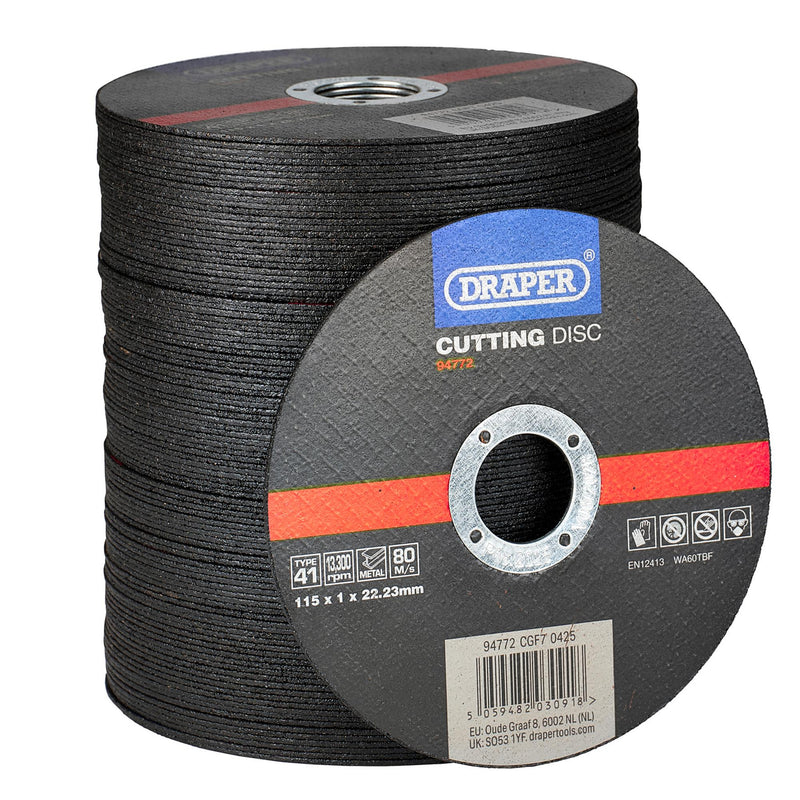 Metal Cutting Discs, 115 x 1 x 22.23mm (Pack of 100)