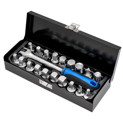 Draper Oil Drain Sump Plug Key Set, 3/8" Sq. Dr. (20 Piece) - DR-12396 - Draper - Trade Counter Direct