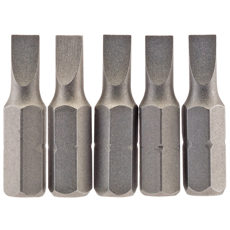 Draper Plain Slot Insert Bit, 4.5 mm, 1/4" Hex, 25mm Long (Pack of 5) - DR-64008 - Draper - Trade Counter Direct