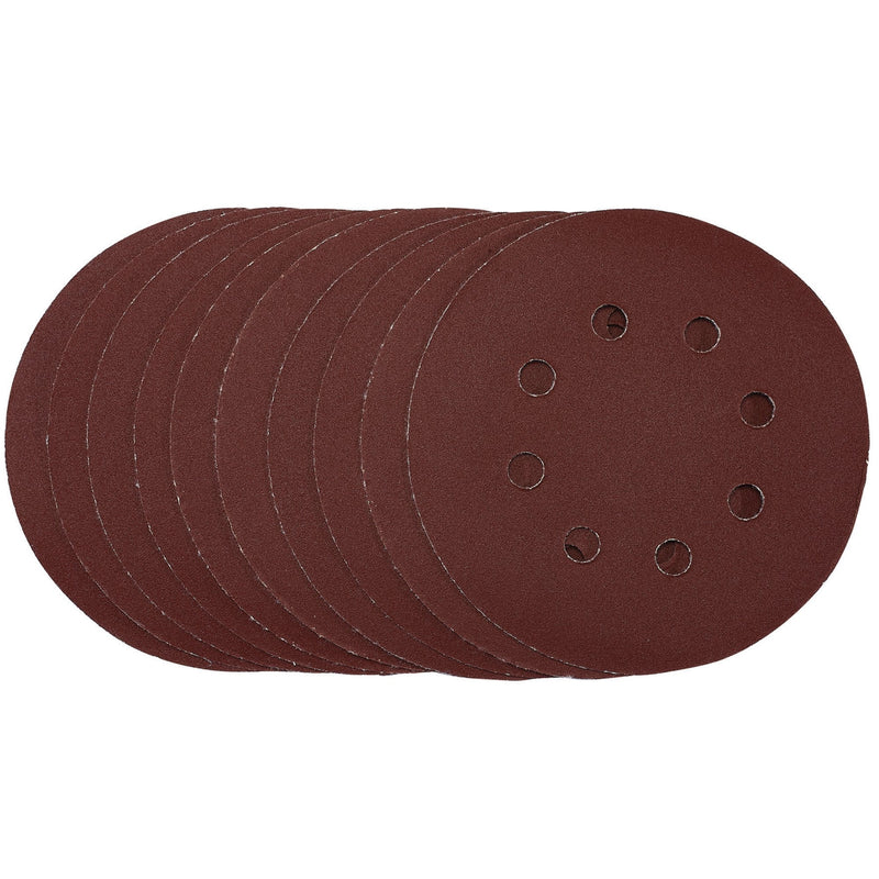 Draper Punched Sanding Discs, 125mm, Hook & Loop, 240 Grit, (Pack of 10) - DR-54758 - Draper - Trade Counter Direct