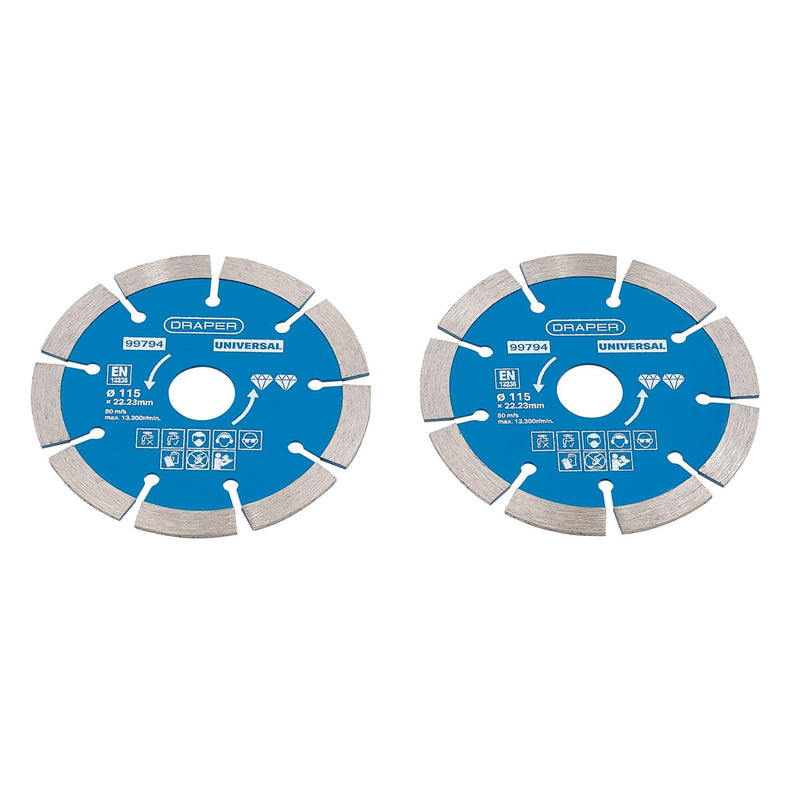 Draper Segmented Diamond Blade, 115mm (Pack of 2) - DR-99794 - Draper - Trade Counter Direct