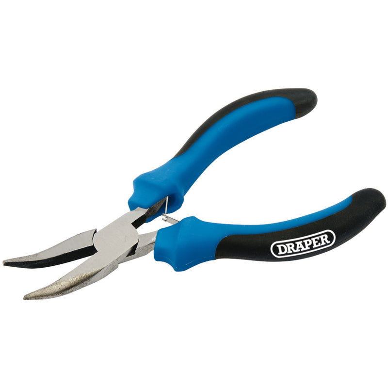 Draper Soft Grip Bent Nose Mini Pliers, 125mm - DR-12540 - Draper - Trade Counter Direct