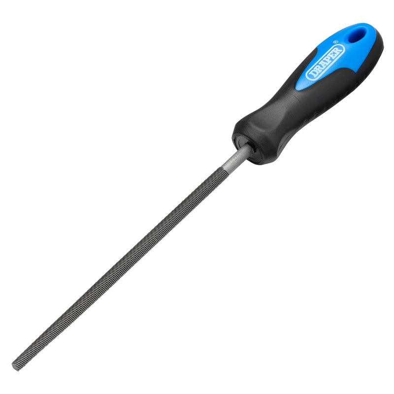 Draper Soft Grip Engineers Round File and Handle, 150mm - DR-00012 - Draper - Trade Counter Direct