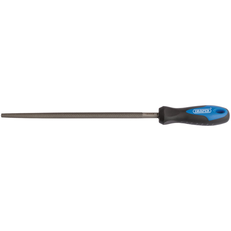 Draper Soft Grip Engineers Round File and Handle, 250mm - DR-00013 - Draper - Trade Counter Direct