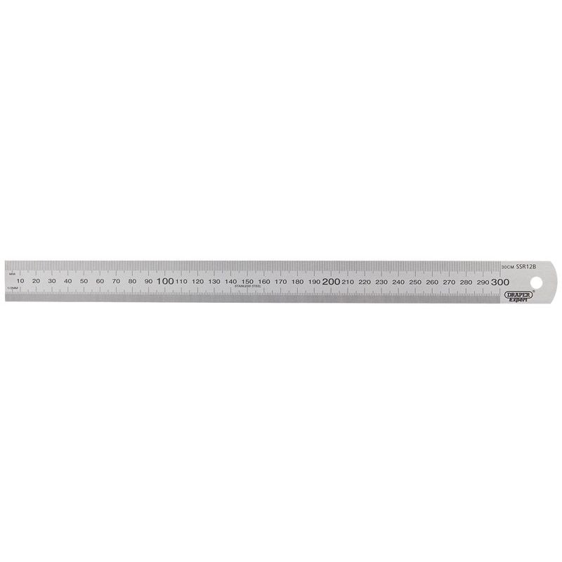 Draper SSR12B 300mm Stainless Steel Rule, 12" - (22671) - DR-22671 - Draper - Trade Counter Direct